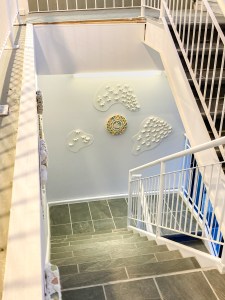 Stunning Mural by Marilyne Bissonnette & Alexia McKindsey staircase entrance Jano Lapin Gallery