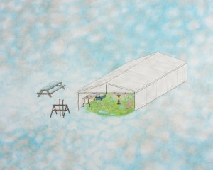 Carport Escape drawing by Lisa Theriault