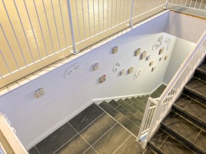 Stunning Mural by Marilyne Bissonnette & Alexia McKindsey staircase entrance Jano Lapin Gallery